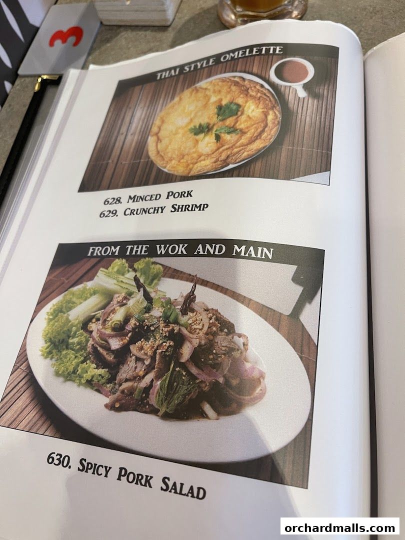 Menu page for Kra pow Thai Restaurant