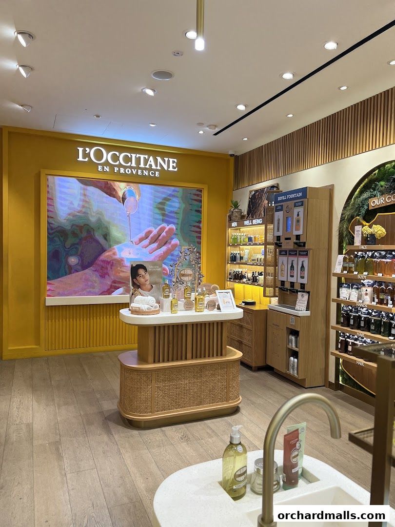 Interior view of a L'Occitane store showcasing products and displays.
