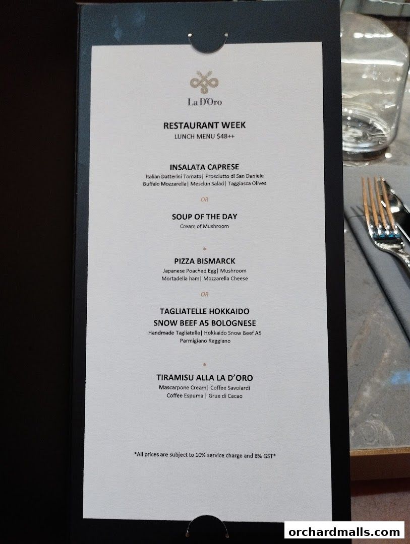 Menu page for La DOro