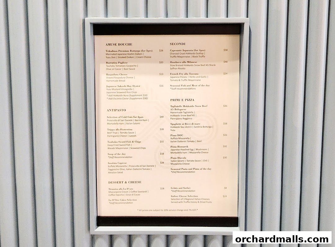 Menu page for La DOro