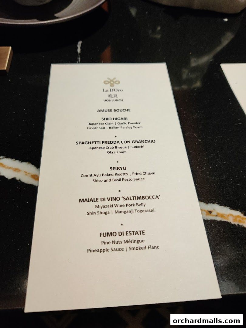 Menu page for La DOro