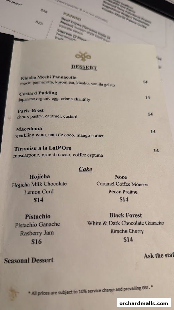 Menu page for La DOro