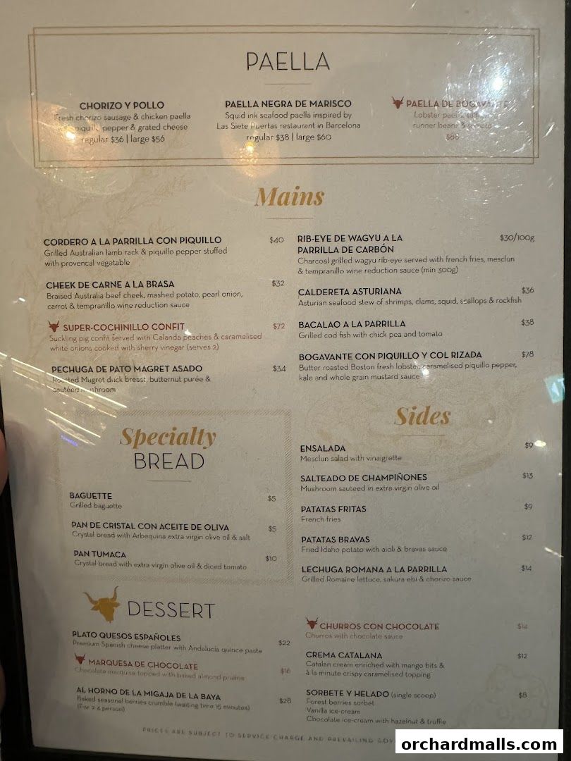 Menu page for La Tapería