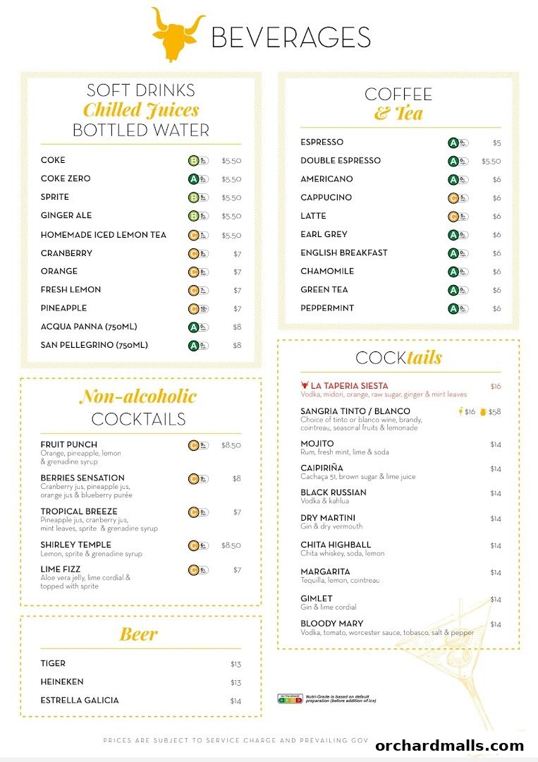 Menu page for La Tapería