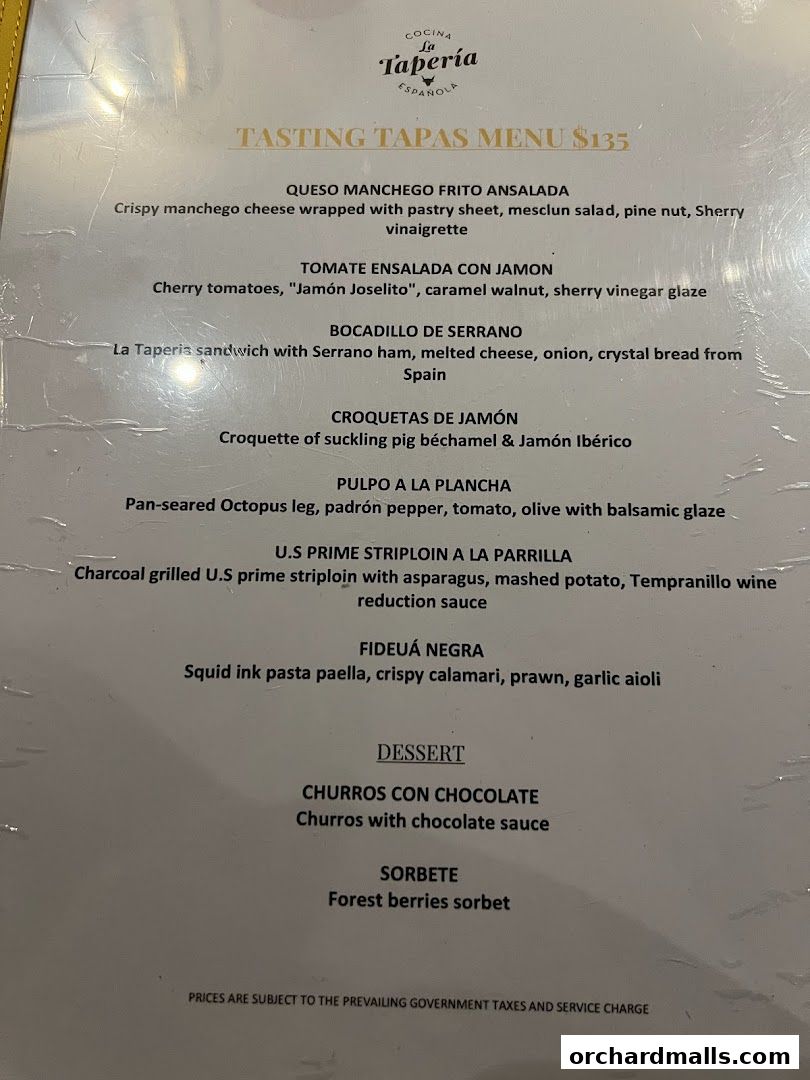 Menu page for La Tapería