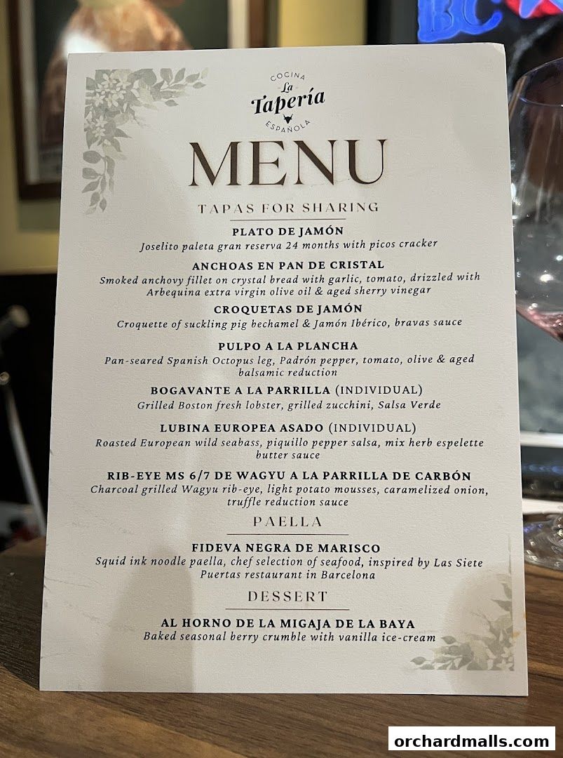 Menu page for La Tapería
