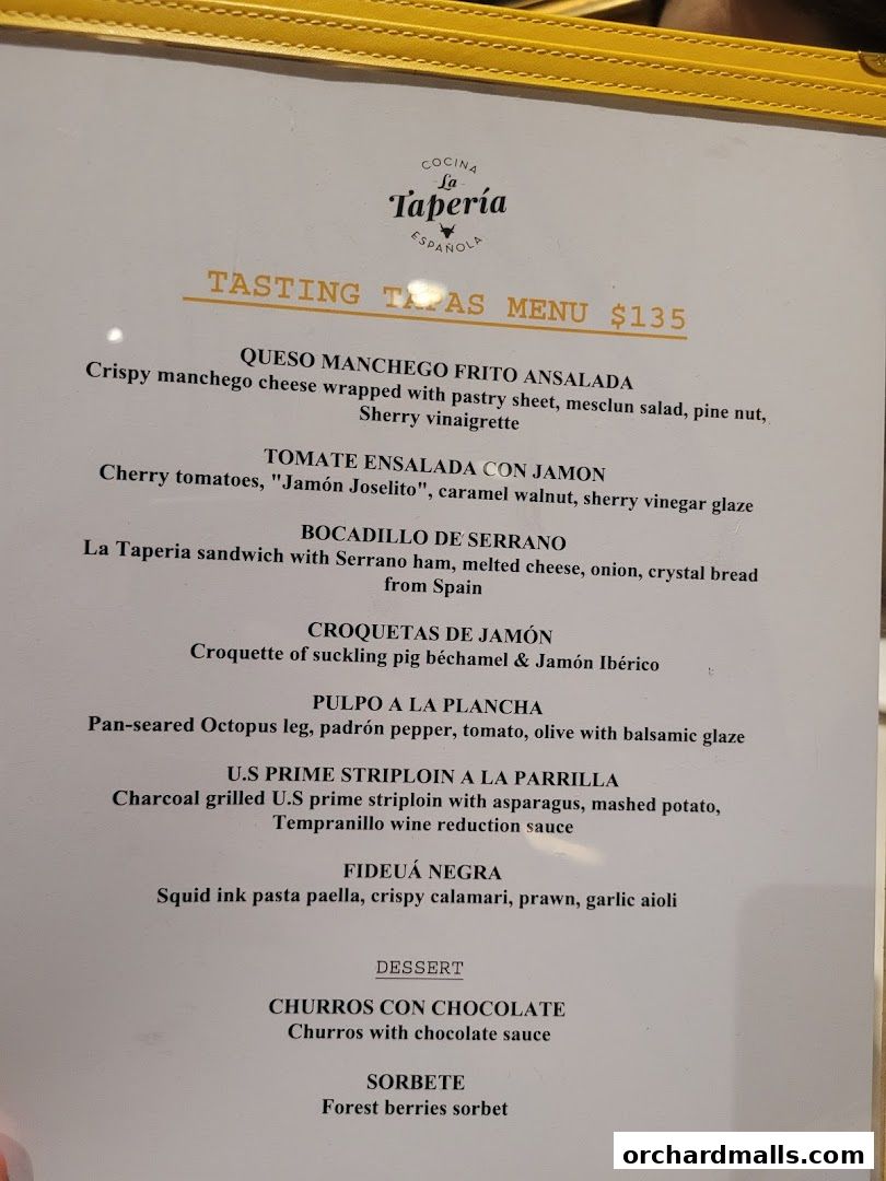 Menu page for La Tapería