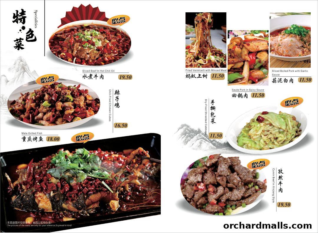 A menu showcasing various Chinese dishes with appetizing images and prices.