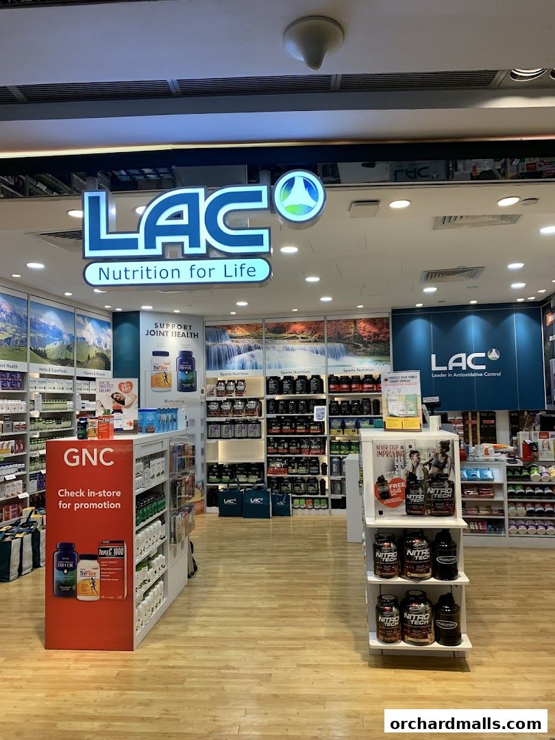 Interior view of LAC Nutrition For Life store showcasing various health supplements and products.