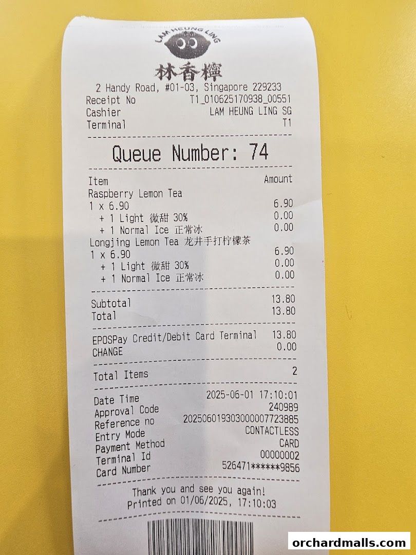 Menu page for Lam Heung Ling SG