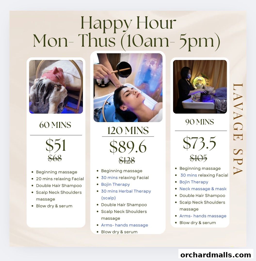 Menu page for Lavage Spa