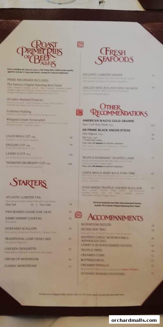 Lawrys The Prime Rib Singapore