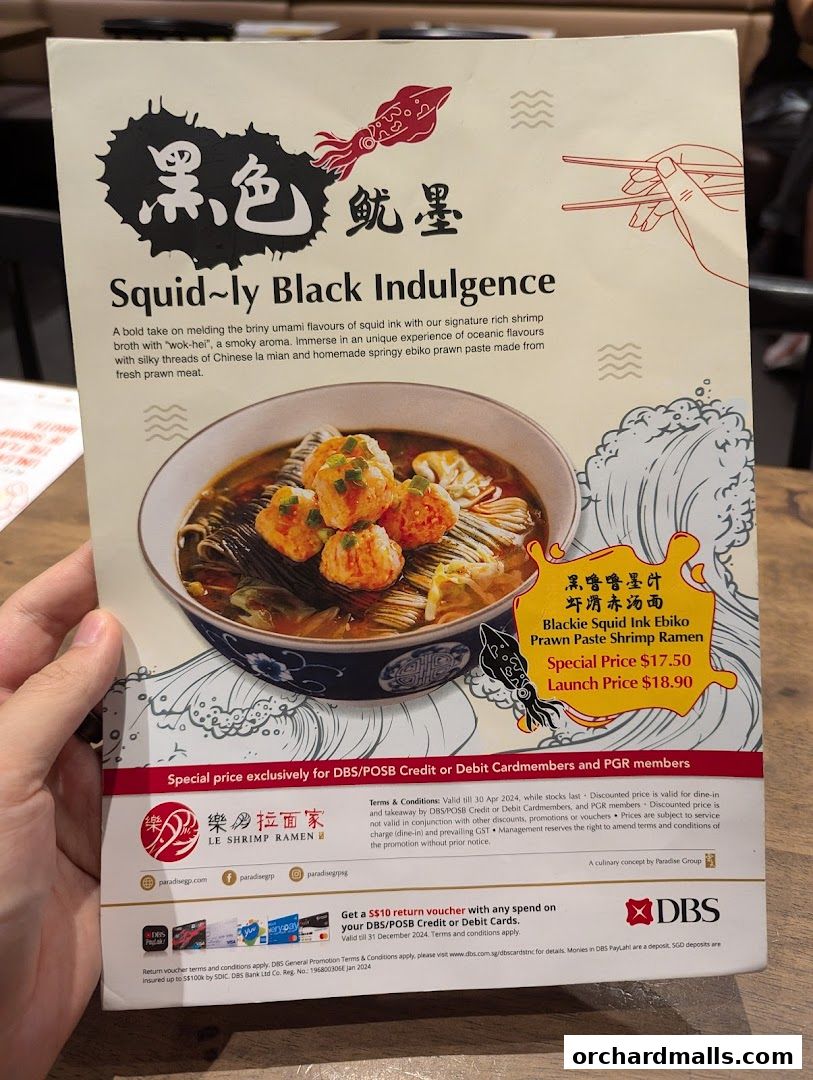Menu page for Le Shrimp Ramen 樂虾拉面家 at Paragon
