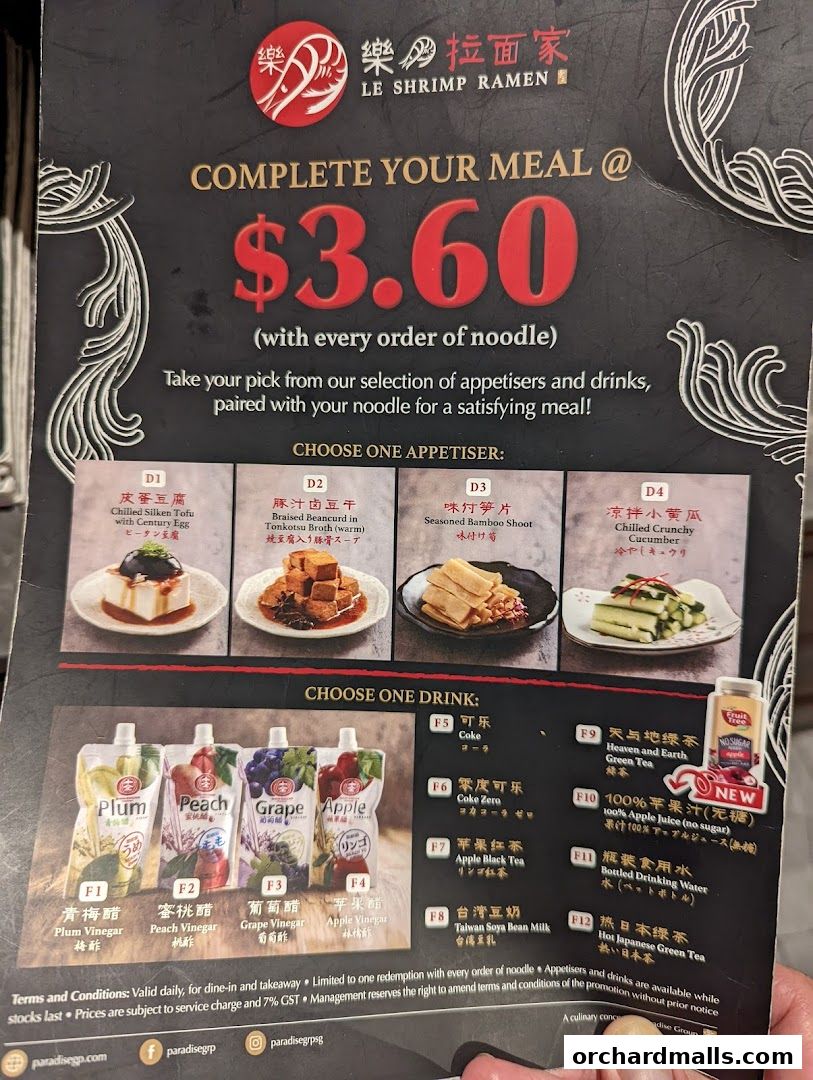 Menu page for Le Shrimp Ramen 樂虾拉面家 at Paragon