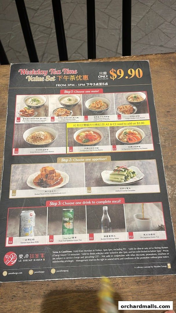 Menu page for Le Shrimp Ramen 樂虾拉面家 at Paragon