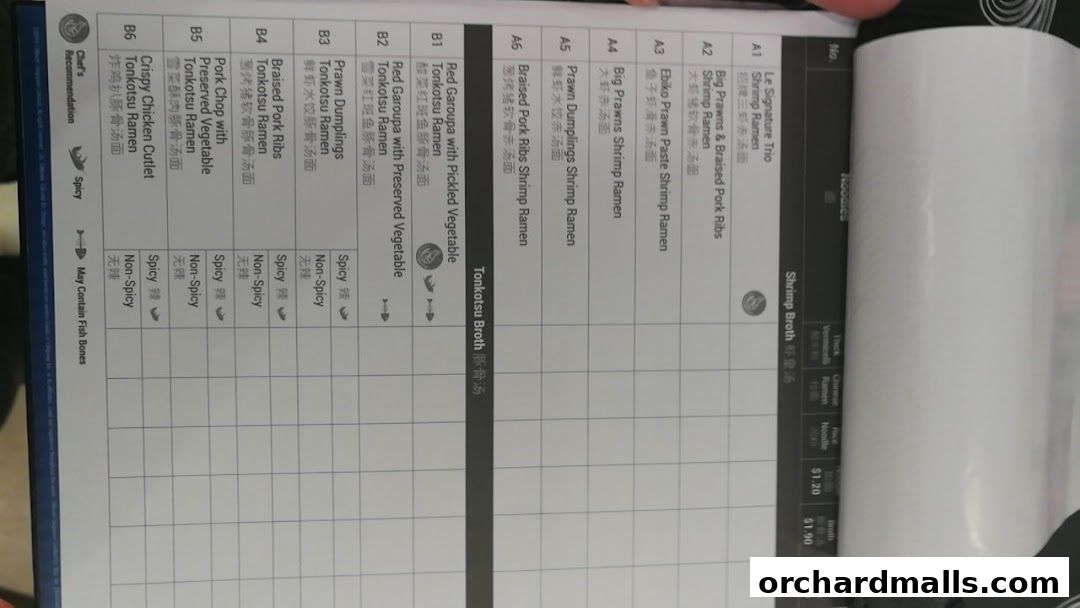 Menu page for Le Shrimp Ramen 樂虾拉面家 at Paragon