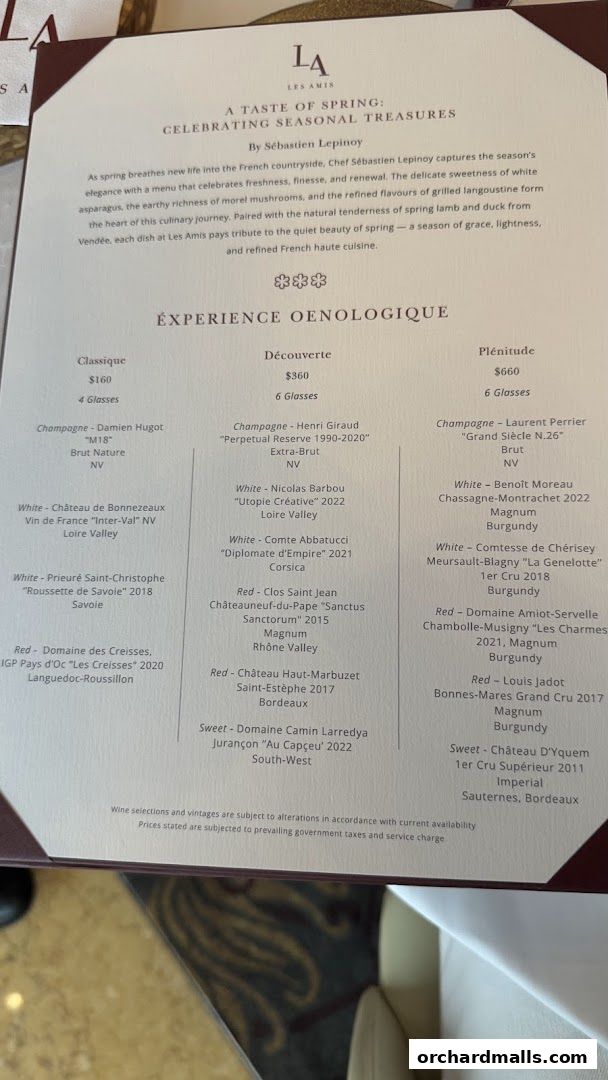 Menu page for Les Amis