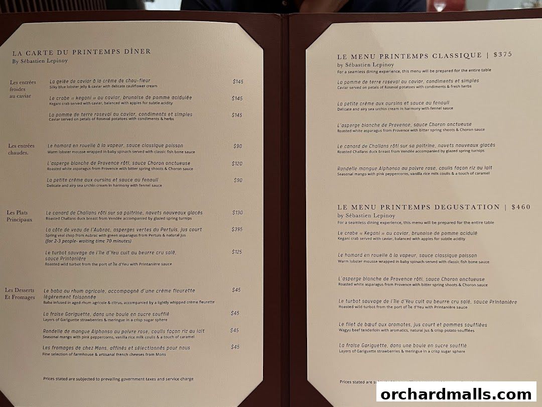 Menu page for Les Amis