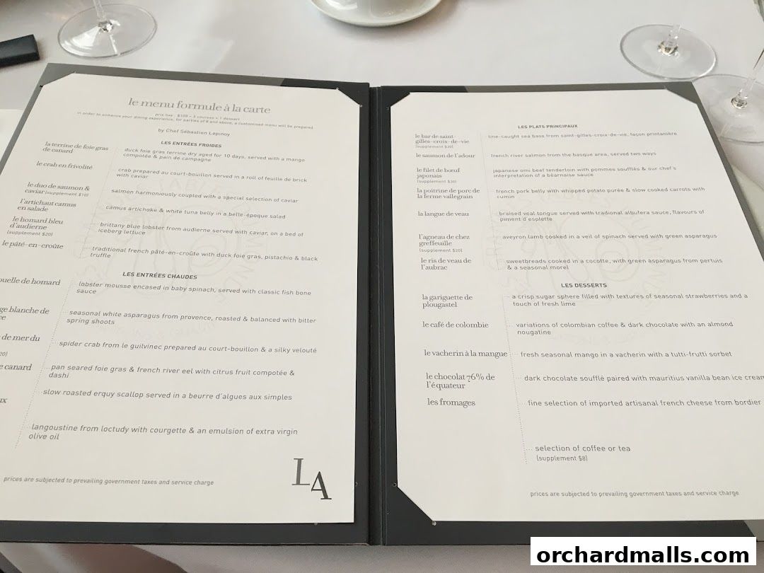 Menu page for Les Amis