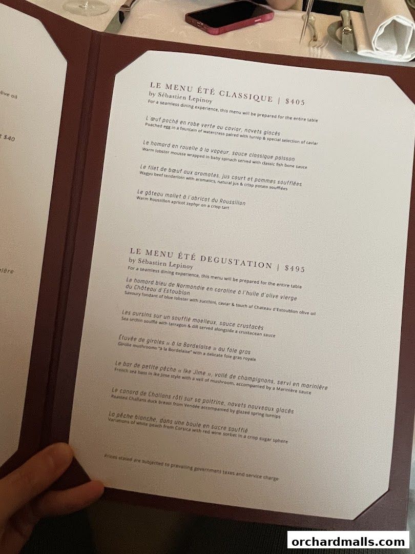 Menu page for Les Amis