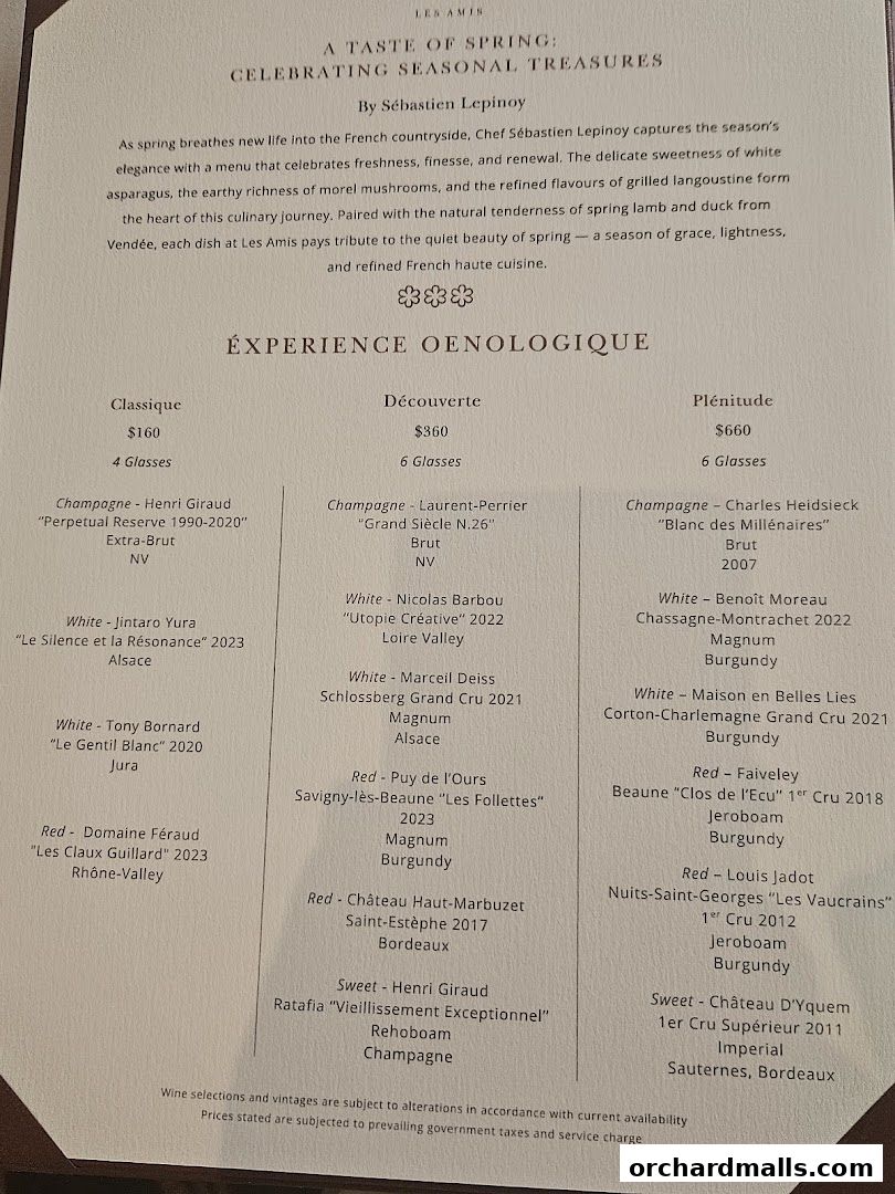 Menu page for Les Amis