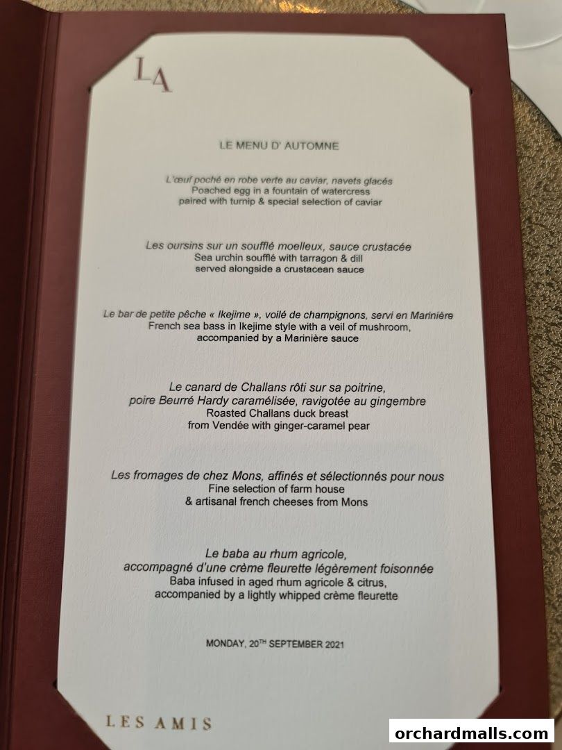 Menu page for Les Amis