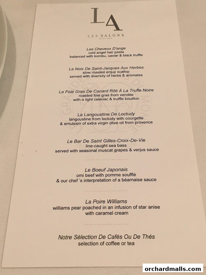 Menu page for Les Amis