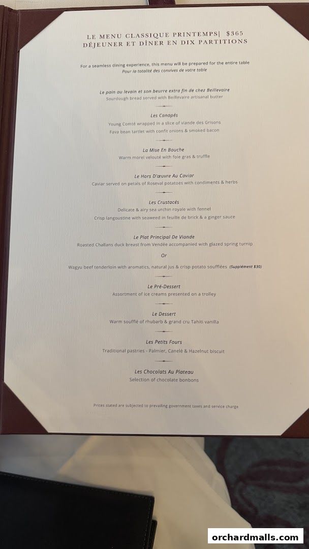 Menu page for Les Amis