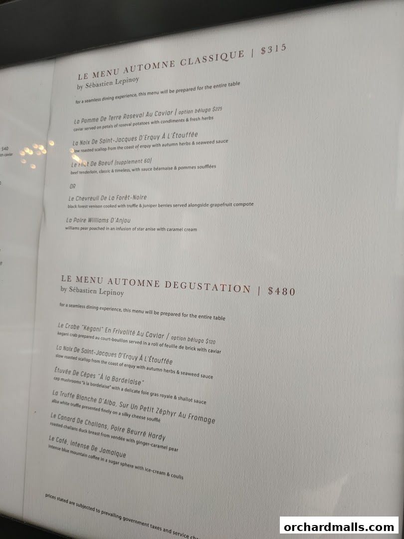 Menu page for Les Amis