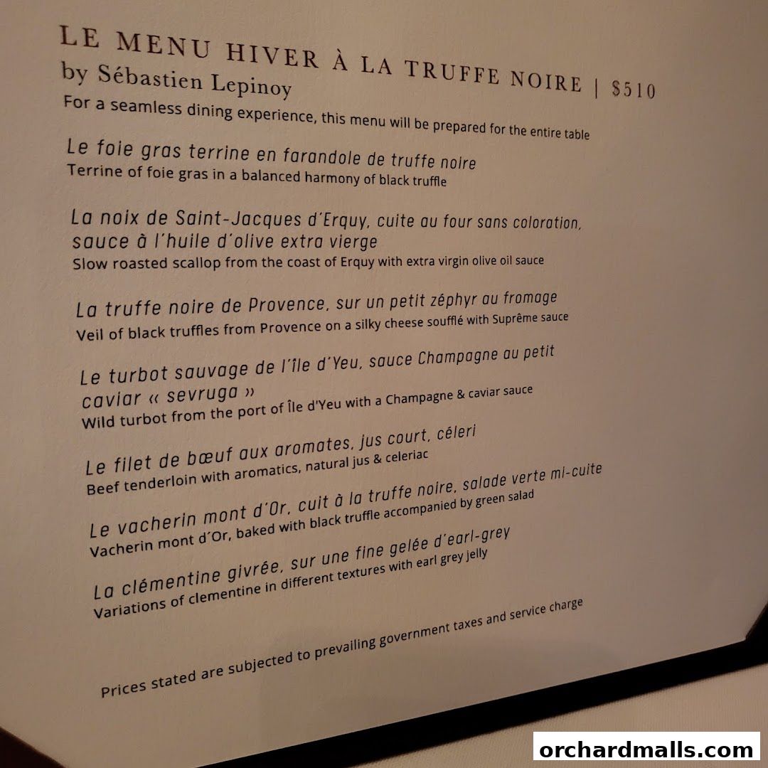 Menu page for Les Amis