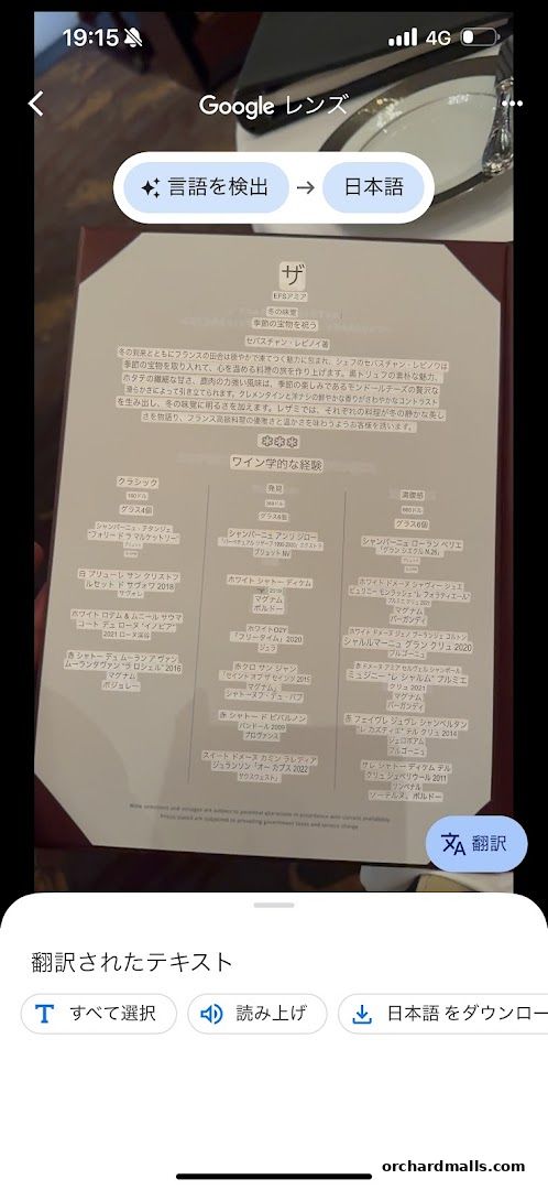 Menu page for Les Amis