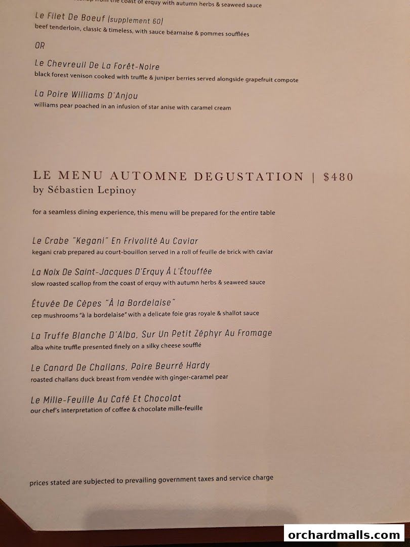 Menu page for Les Amis