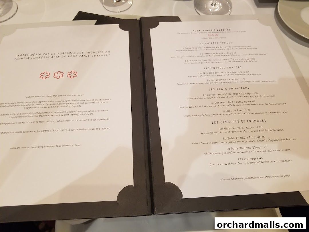 Menu page for Les Amis