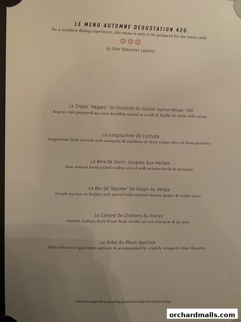 Menu page for Les Amis