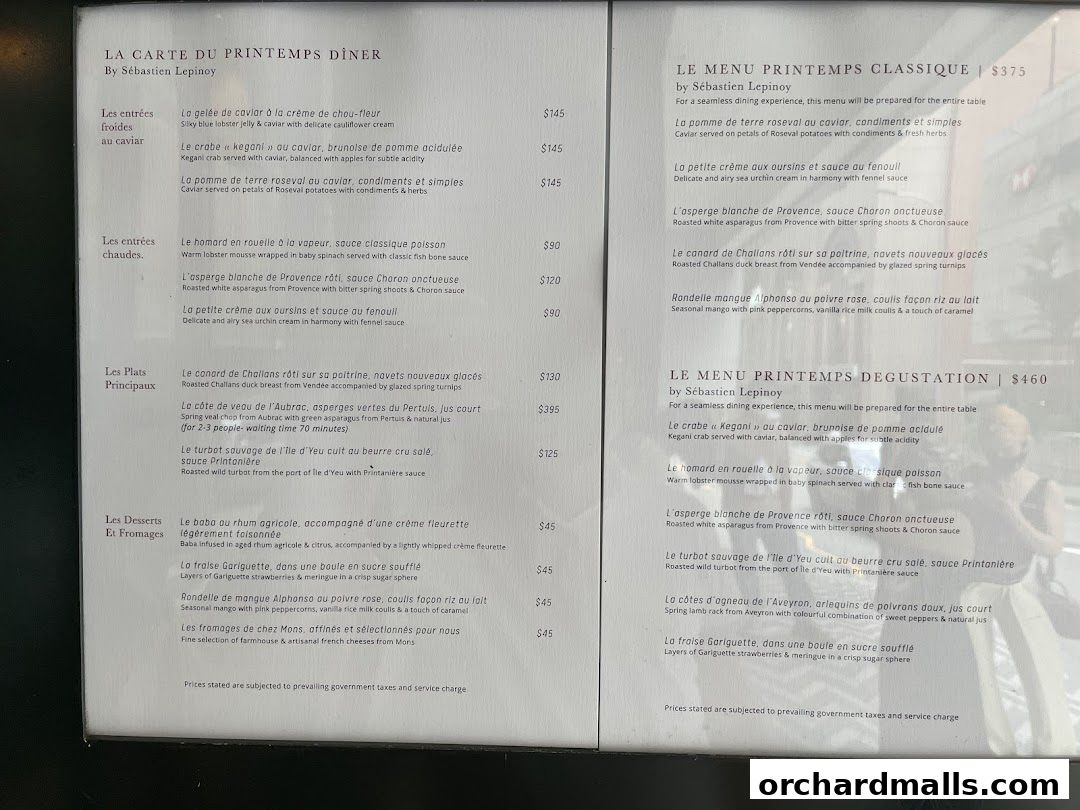 Menu page for Les Amis