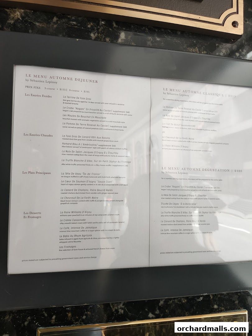 Menu page for Les Amis