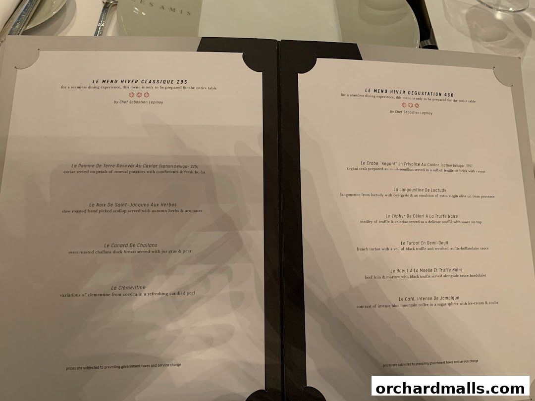 Menu page for Les Amis