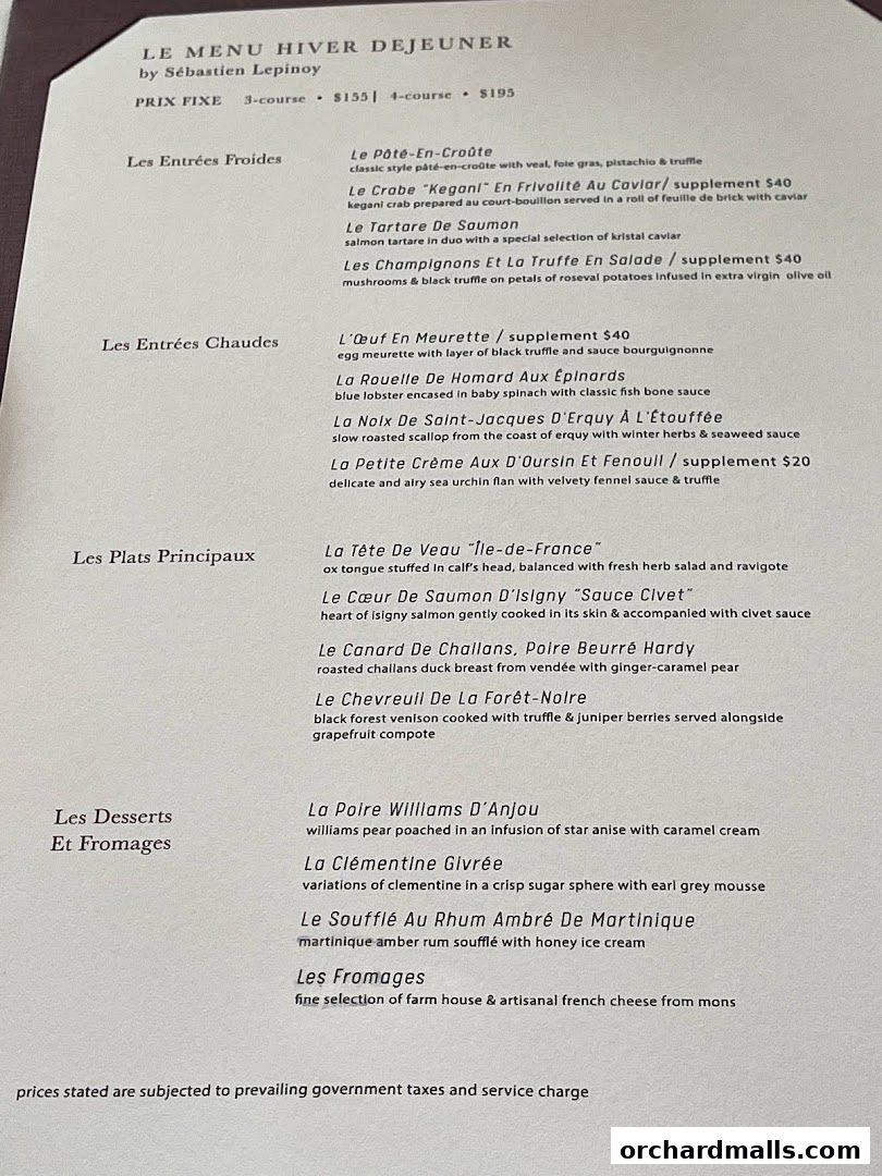 Menu page for Les Amis