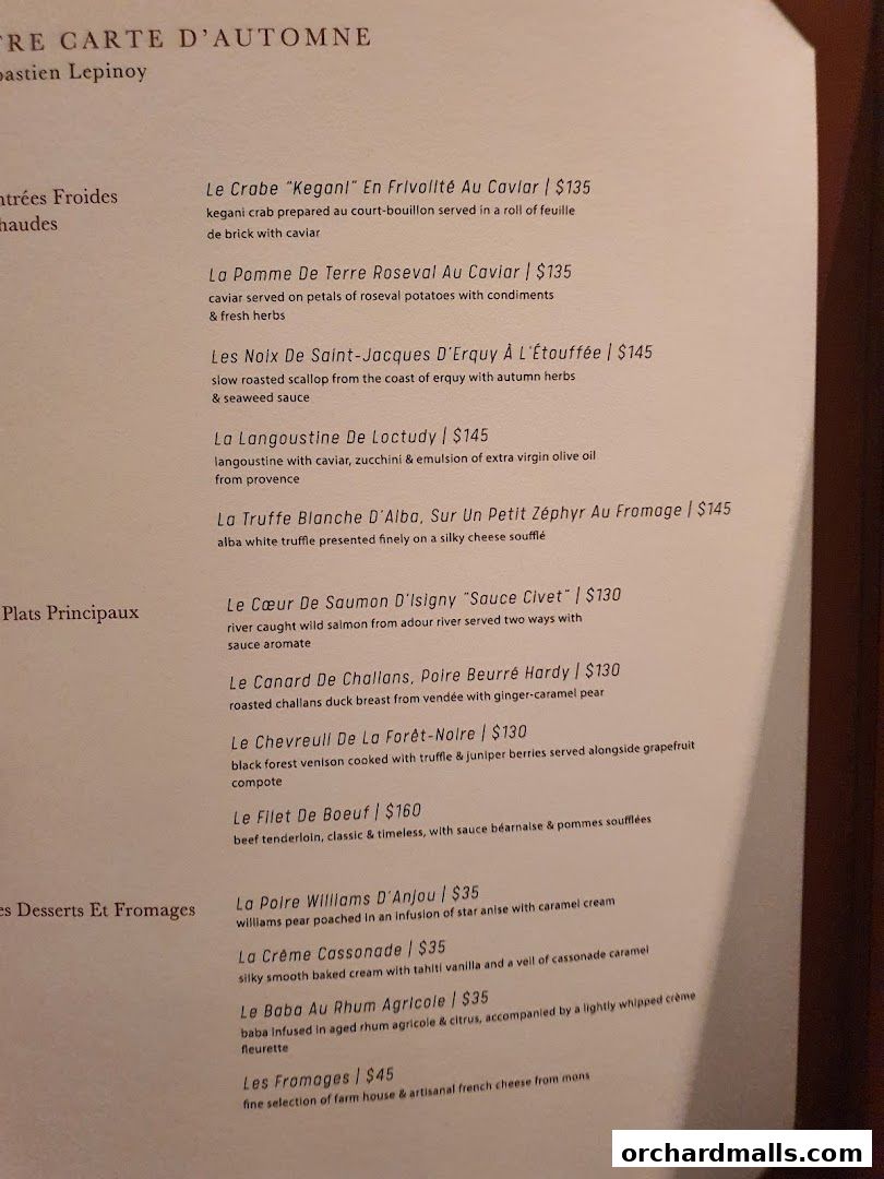 Menu page for Les Amis