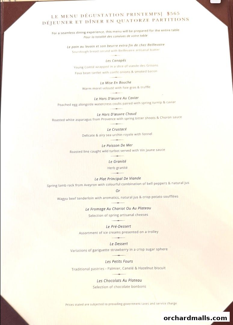 Menu page for Les Amis