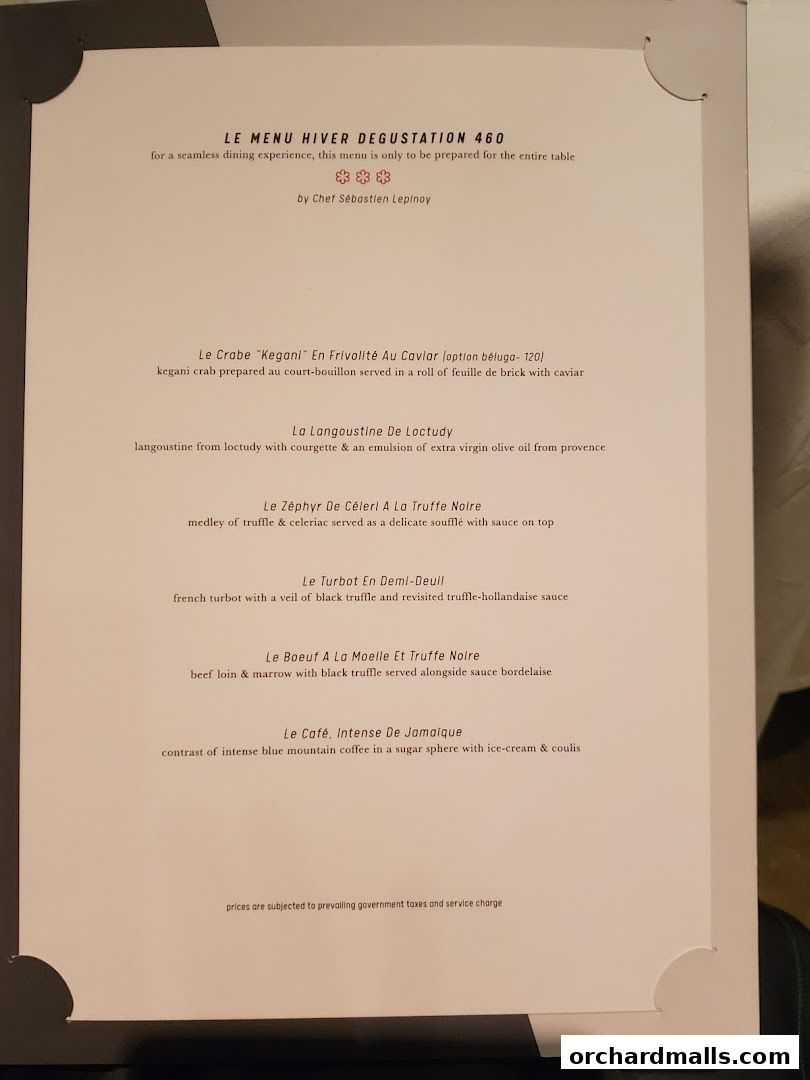 Menu page for Les Amis