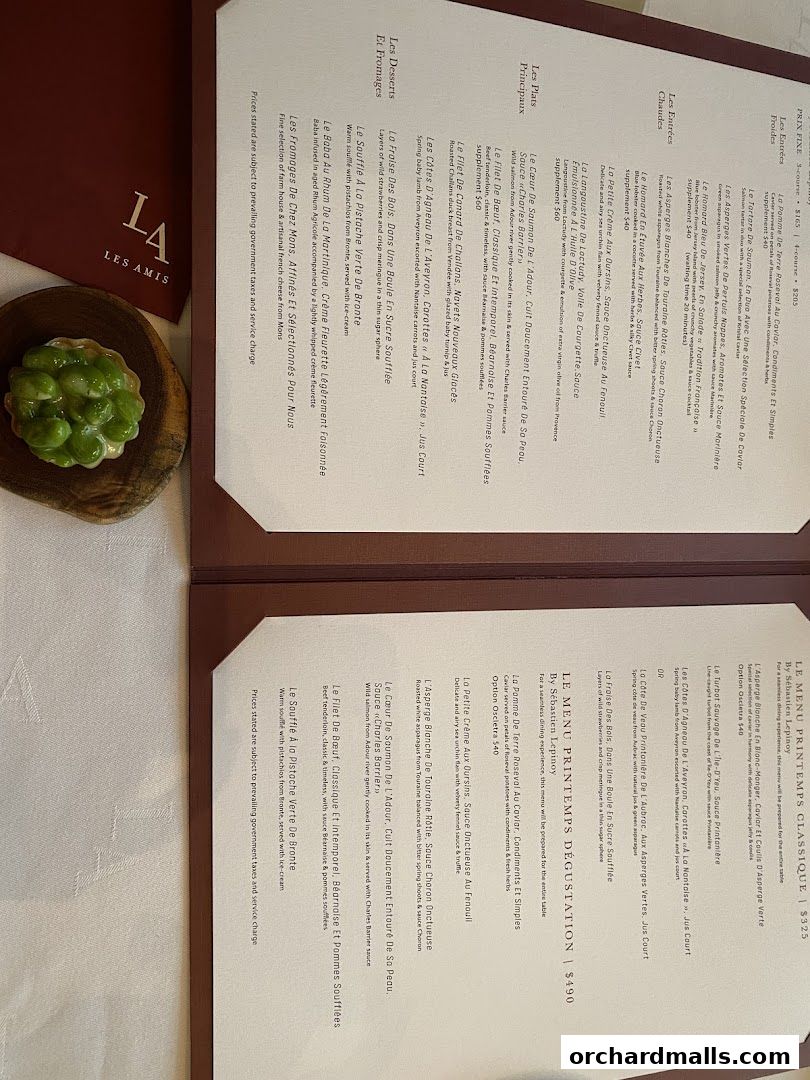 Menu page for Les Amis