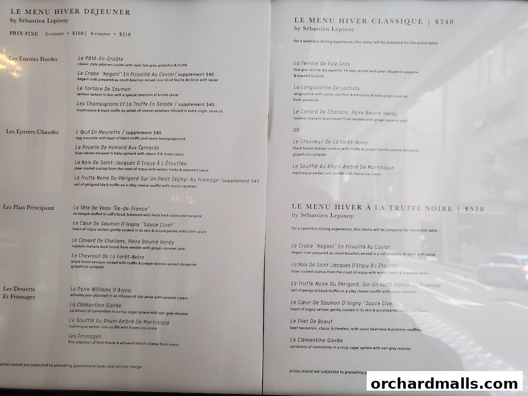 Menu page for Les Amis