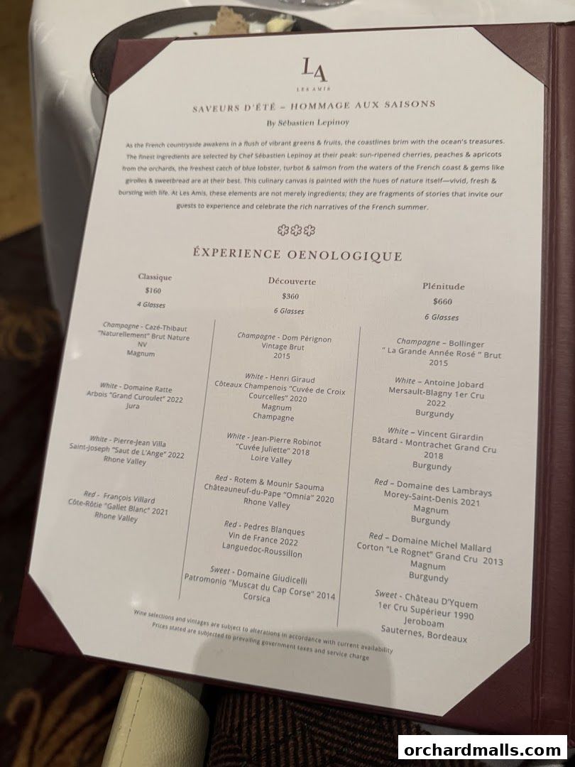 Menu page for Les Amis