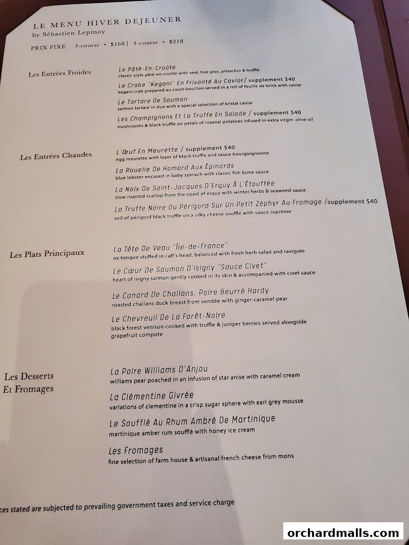 Menu page for Les Amis