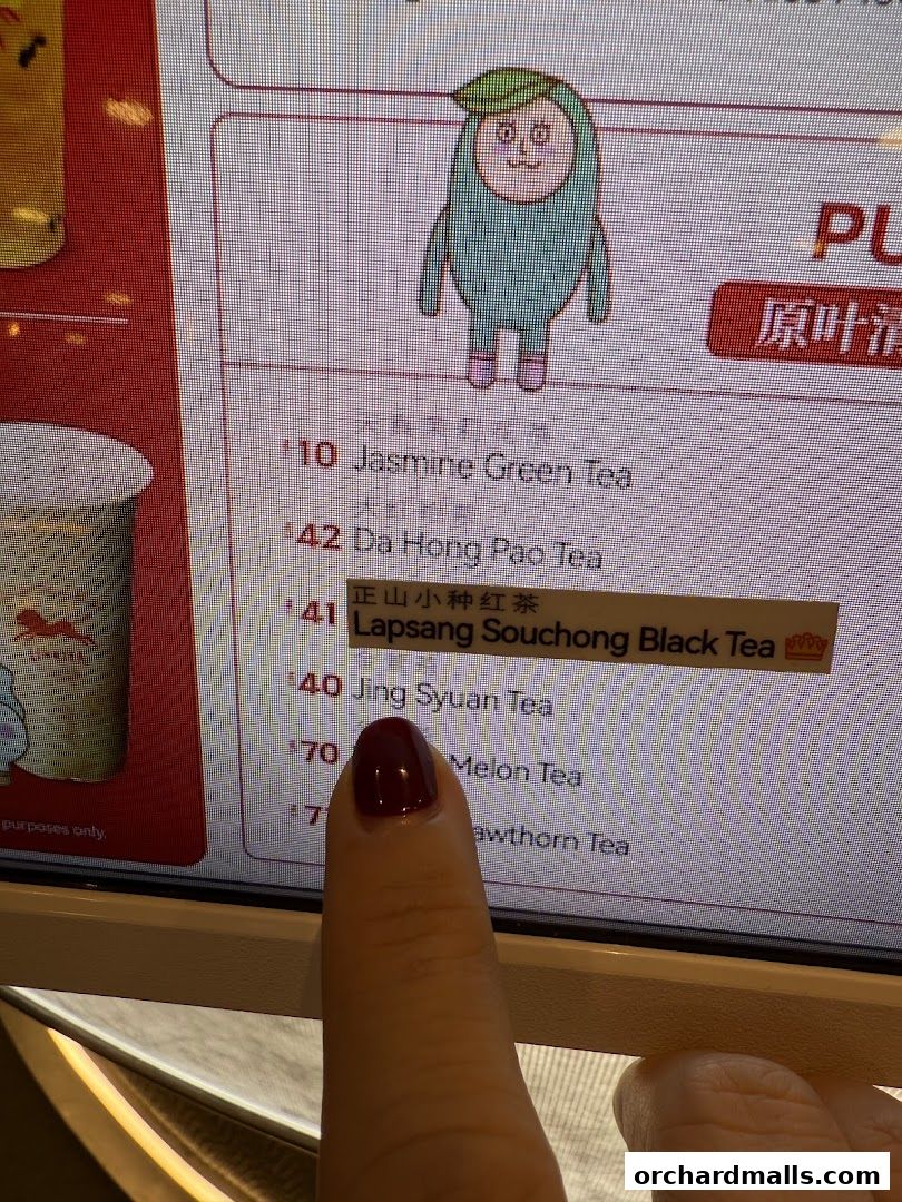 Menu page for LiHO TEA  313 Somerset