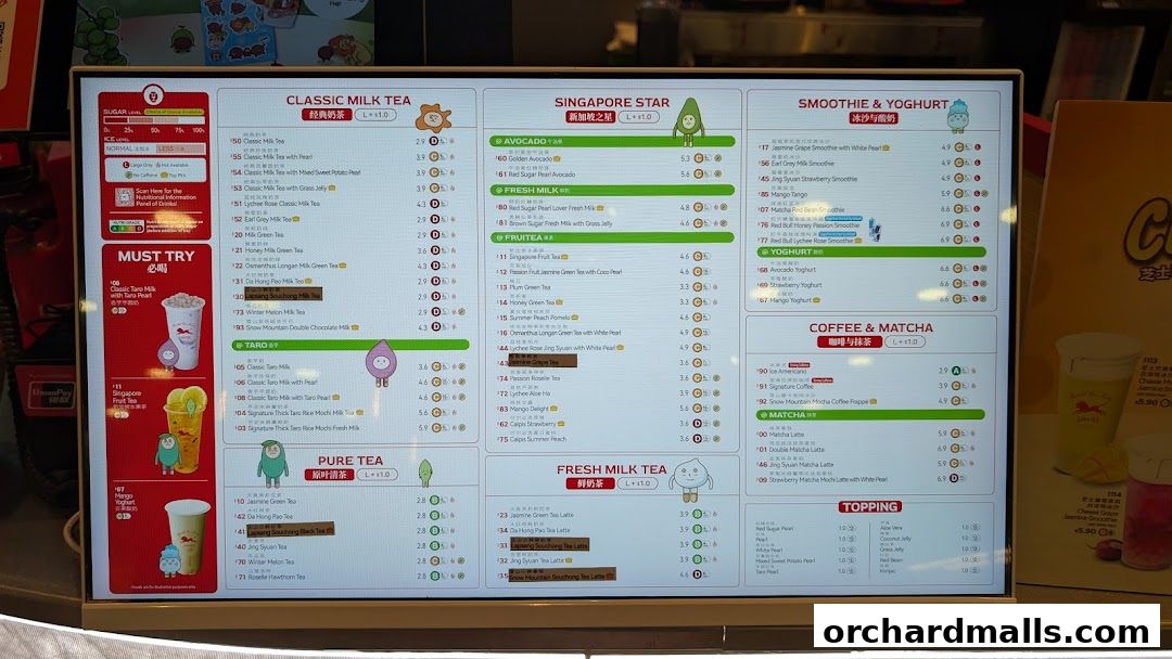 Menu page for LiHO TEA  313 Somerset