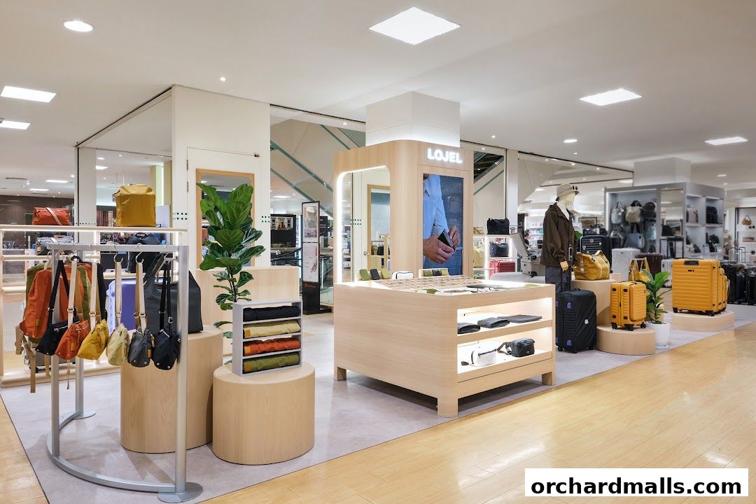 Interior view of a LOJEL store showcasing various luggage and bags.