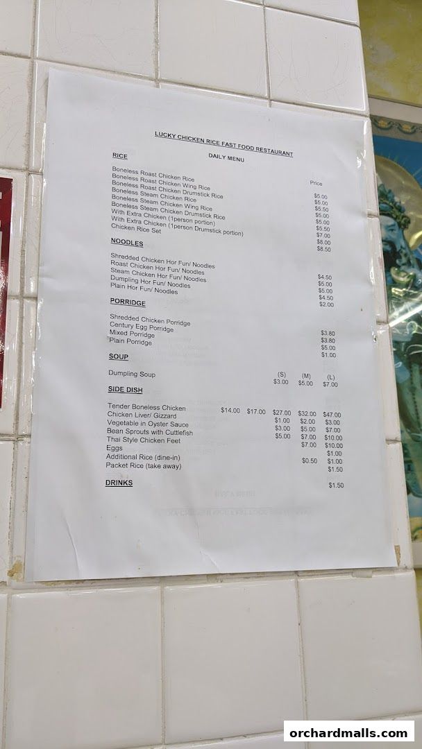 Menu page for Lucky Chicken Rice