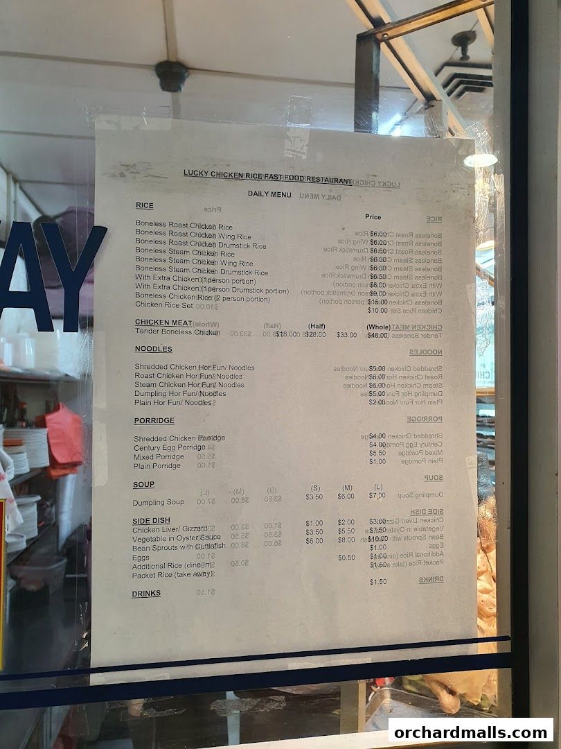 Menu page for Lucky Chicken Rice